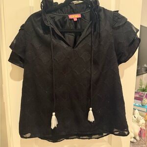THML Black Blouse with Tassel Accents